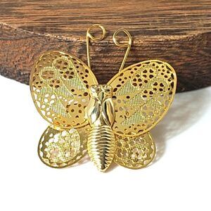 VINTAGE Brass Filigree Butterfly Brooch Pin